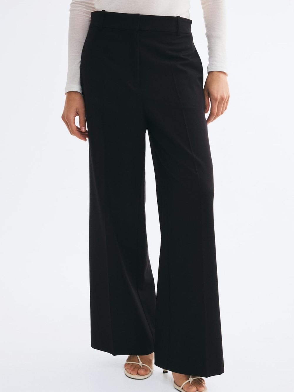 H&M Trousers, Wide-Leg High Rise, Size 10, Black Dress Pants, 30x31